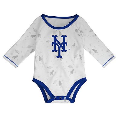 Newborn & Infant Royal/White New York Mets Dream Team Bodysuit Hat & Footed Pants Set