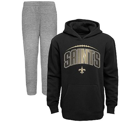 Toddler Black/Heather Gray New Orleans Saints Double-Up Pullover Hoodie & Pants Set