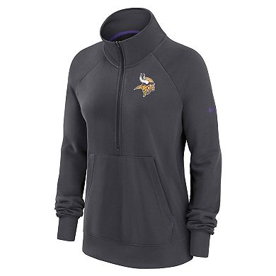 Women's Nike Charcoal Minnesota Vikings Premium Raglan Performance Half-Zip Sweatshirt