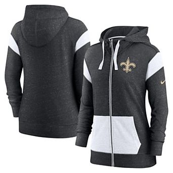 Women's Nike Heather Black/White New Orleans Saints Plus Size Monaco Full-Zip Lightweight Hoodie