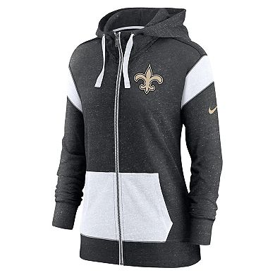 Women's Nike Heather Black/White New Orleans Saints Plus Size Monaco Full-Zip Lightweight Hoodie