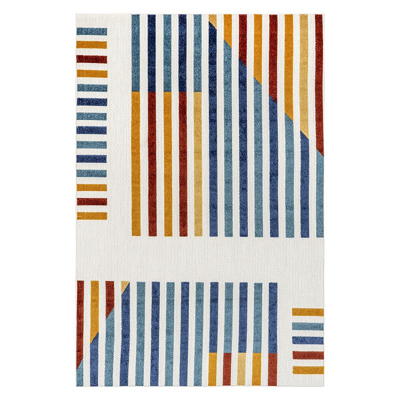 nuLoom Adali Contemporary Striped Indoor/Outdoor Area Rug, Blue, 7.5X9.5 Ft