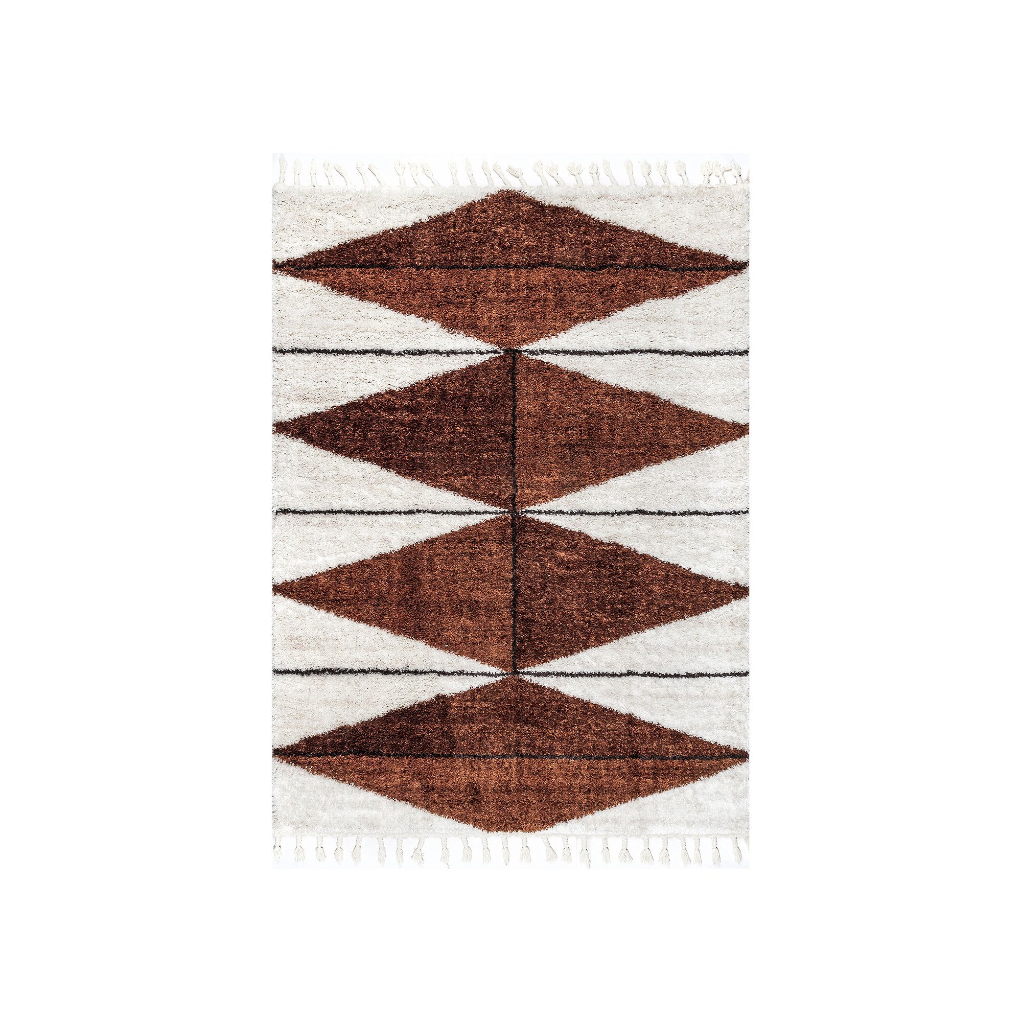 nuLoom Kali Shaggy Diamond Tassel Area Rug, Red