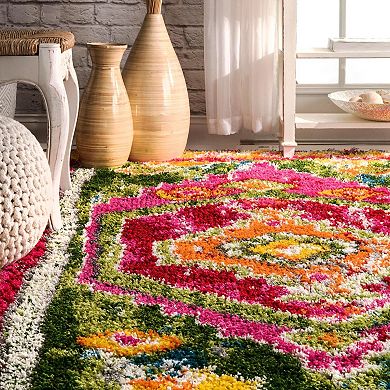 nuLoom Shania Medallion Shaggy Area Rug
