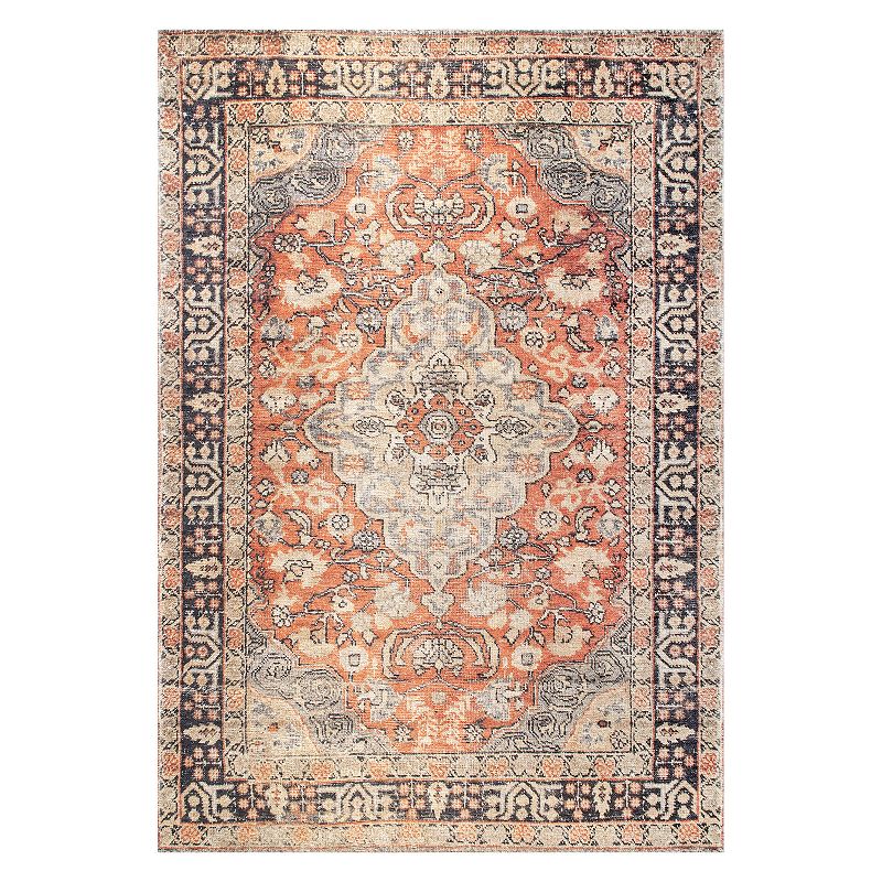 nuLoom Esmeralda Distressed Medallion Area Rug, Orange, 8X10 Ft