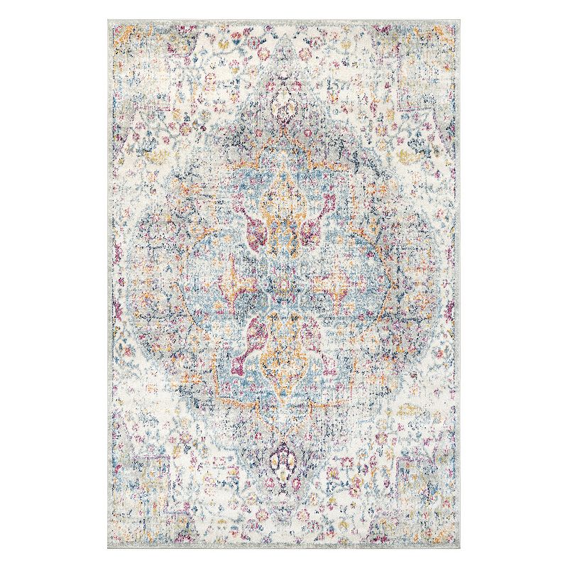 nuLoom Maryetta Distressed Boho Area Rug, Blue, 8X11 Ft