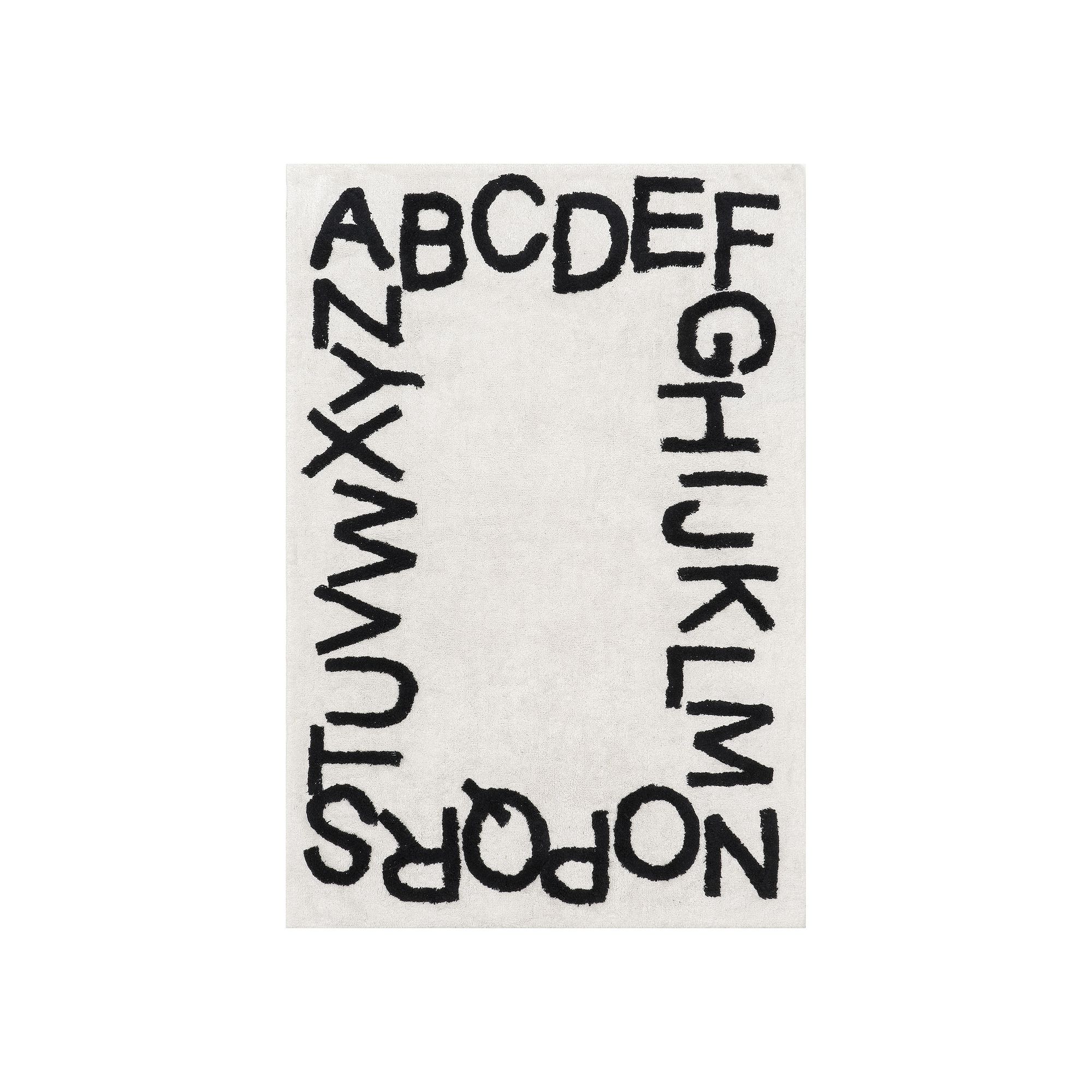 nuLoom Kids Washable Round Alphabet Rug, Ivory