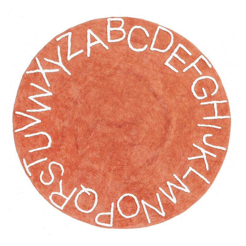 nuLoom Kids Washable Round Alphabet Rug, Orange, 6Ft Rnd