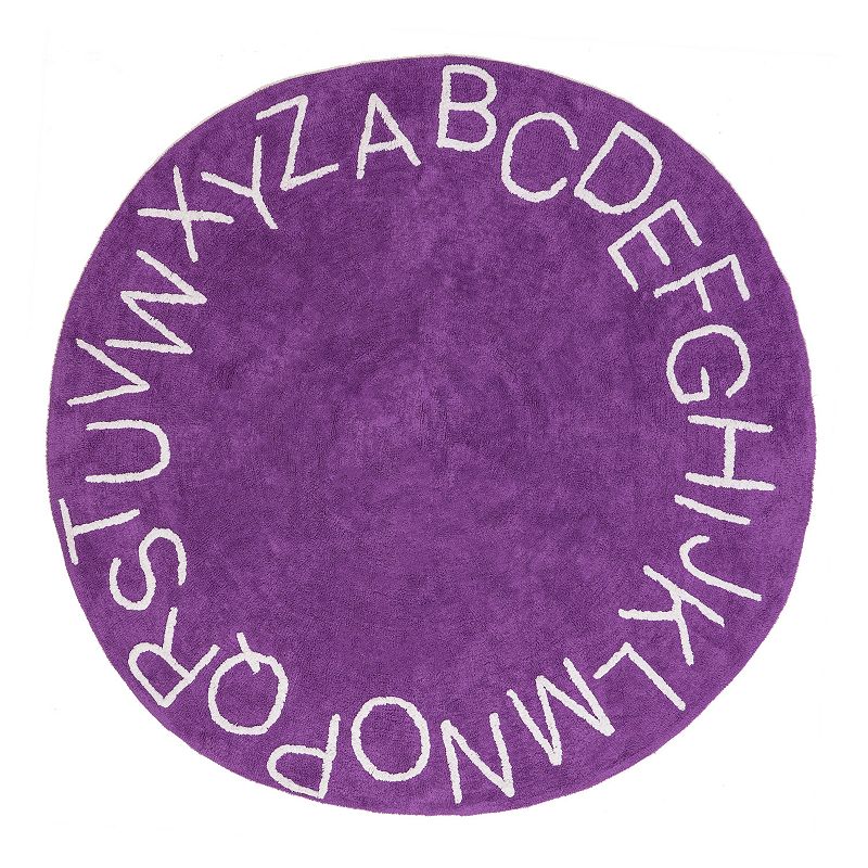 nuLoom Kids Washable Round Alphabet Rug, Purple, 6Ft Rnd