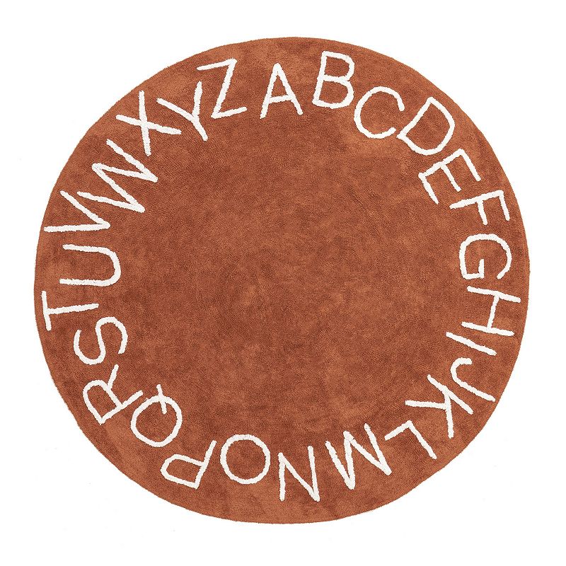 nuLoom Kids Washable Round Alphabet Rug, Orange, 6Ft Rnd