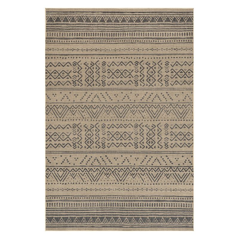 nuLoom Anisa Tribal Stripe Easy-Jute Machine Washable Area Rug, White, 5X8 Ft
