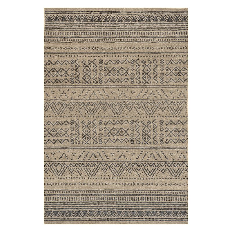 nuLoom Anisa Tribal Stripe Easy-Jute Machine Washable Area Rug, White, 8X10 Ft