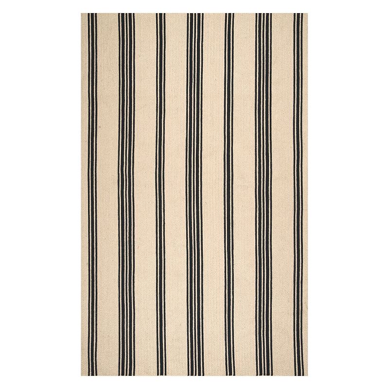 nuLoom Hand Braided Striped Brenna Area Rug, White, 7.5X9.5 Ft