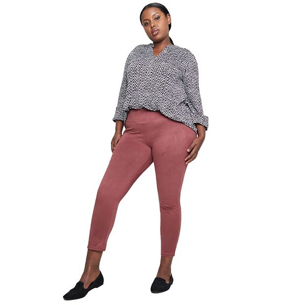 Womens Burgundy Suedette Leggings