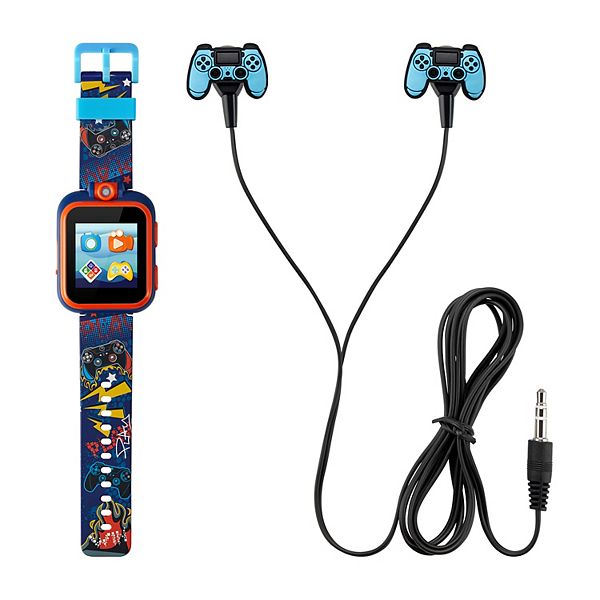 Playzoom Kids Smartwatch & Earbuds Set: Dark Blue/Orange Game Station