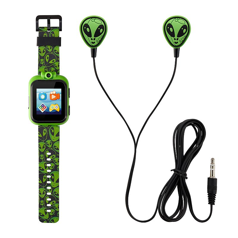 PlayZoom 2 Kids' Alien Smart Watch & Earbuds Set, Black Green Alien