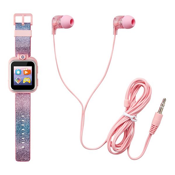 Playzoom Kids Smartwatch & Earbuds Set: Pink/Blue Gradient Glitter