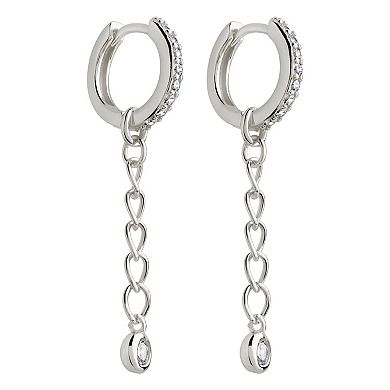 MC Collective Cubic Zirconia Maxine Huggie Chain Drop Earrings