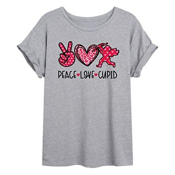 Juniors' "Peace Love Cupid" Valentine's Day Oversized Tee