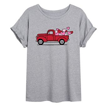 Juniors' Valentine's Day Truck Oversized Tee