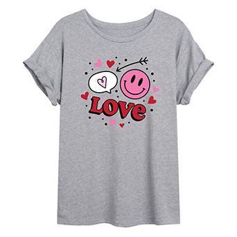 Juniors' Valentine's Day Doodle Collage Oversized Tee
