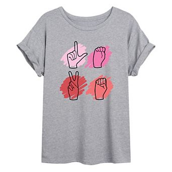Juniors' Sign Language "Love" Oversized Tee