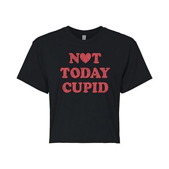Juniors' "Not Today Cupid" Valentine's Day Cropped Tee