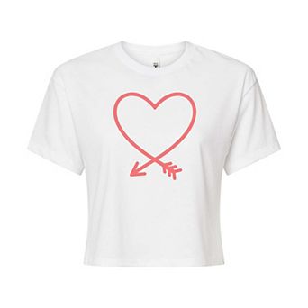 Juniors' Heart Arrow Cropped Tee