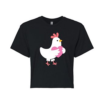 Juniors' Chicken Heart Cropped Tee