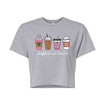 Juniors' "Coffee Is Love" Cropped Tee