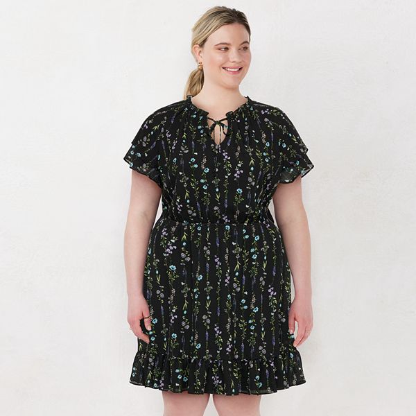 Women's LC Lauren Conrad Ruffle-Sleeve Fit & Flare Dress