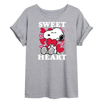 Juniors' Peanuts Snoopy "Sweetheart" Valentine's Day Oversized Tee