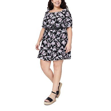 Juniors' Plus Size WallFlower Ruby Squareneck Mini Dress