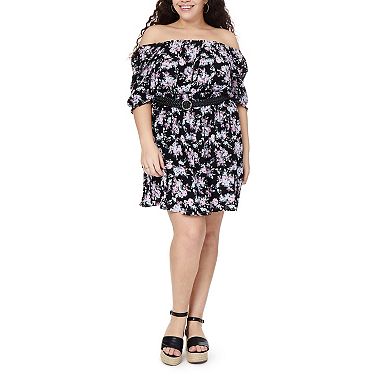 Juniors' Plus Size WallFlower Ruby Squareneck Mini Dress