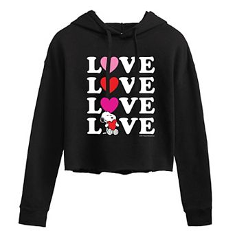 Juniors' Peanuts "Love" Cropped Graphic Hoodie