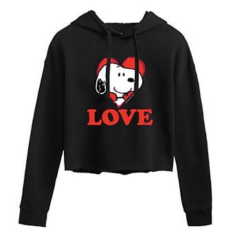 Juniors' Peanuts Snoopy Love Cropped Hoodie