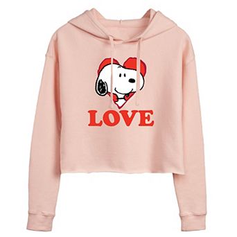 Juniors' Peanuts Snoopy Love Cropped Hoodie