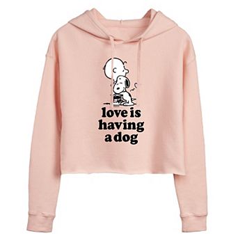 Juniors' Peanuts "Having A Dog" Cropped Graphic Hoodie