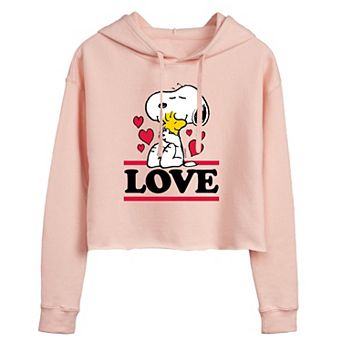 Juniors' Peanuts "Love" Cropped Graphic Hoodie