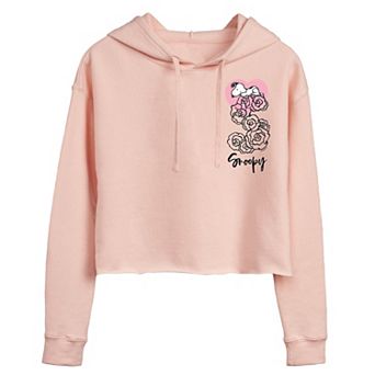 Juniors' Peanuts Snoopy Roses Cropped Hoodie