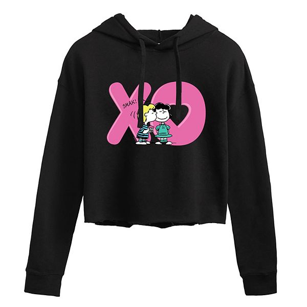Juniors' Peanuts XO Kiss Cropped Hoodie