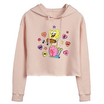 Juniors' SpongeBob Heart Candy Cropped Hoodie
