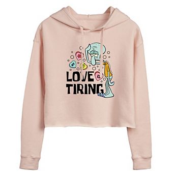 Juniors' SpongeBob Love Is Tiring Cropped Hoodie