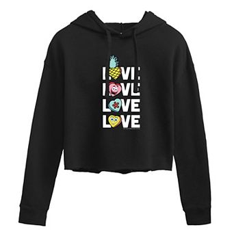 Juniors' SpongeBob Love Cropped Hoodie