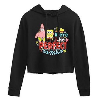 Juniors' Nickelodeon SpongeBob And Patrick "We're The Perfect Combo" Cropped Hoodie