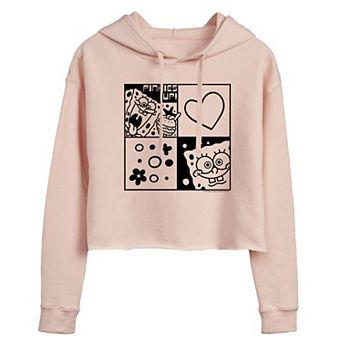 Juniors' Nickelodeon SpongeBob Grid Cropped Graphic Hoodie
