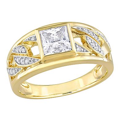 Stella Grace Men's 10k Gold Lab-Created Moissanite Link Design Ring