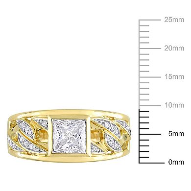 Stella Grace Men's 10k Gold Lab-Created Moissanite Link Design Ring