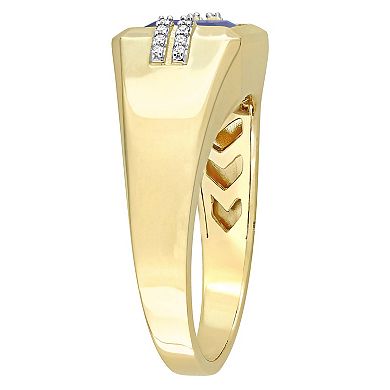 Stella Grace Men's 10k Gold Lab-Created Sapphire & Diamond Accent Square Fashion Ring
