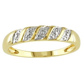 Stella Grace Men's 10k Gold Diamond Illusions Textured Striped Wedding Ring